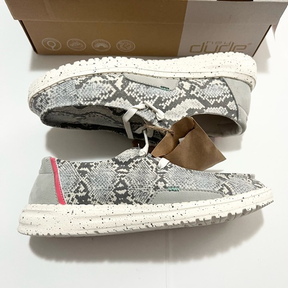 Hey Dude | Jungle Grey Wendy Snake Print  Slip On Loafers Shoes - Picture 3 of 4